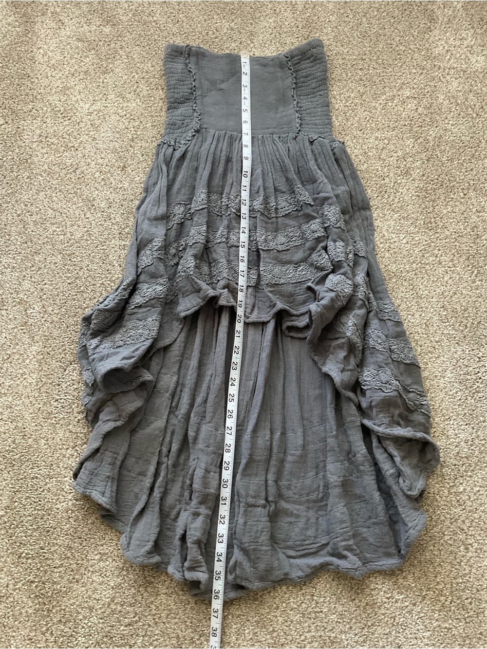 Jen's Pirate Booty Gray Layered Asymmetrical Gauze skirt and crop top - Picture 11 of 12